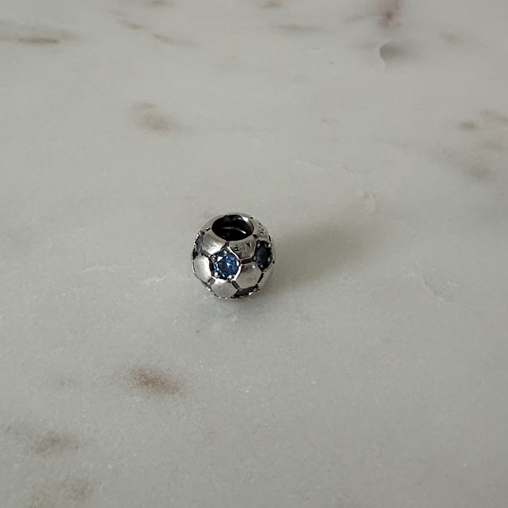 Pandora sterling silver blue zirconia soccer ball charm